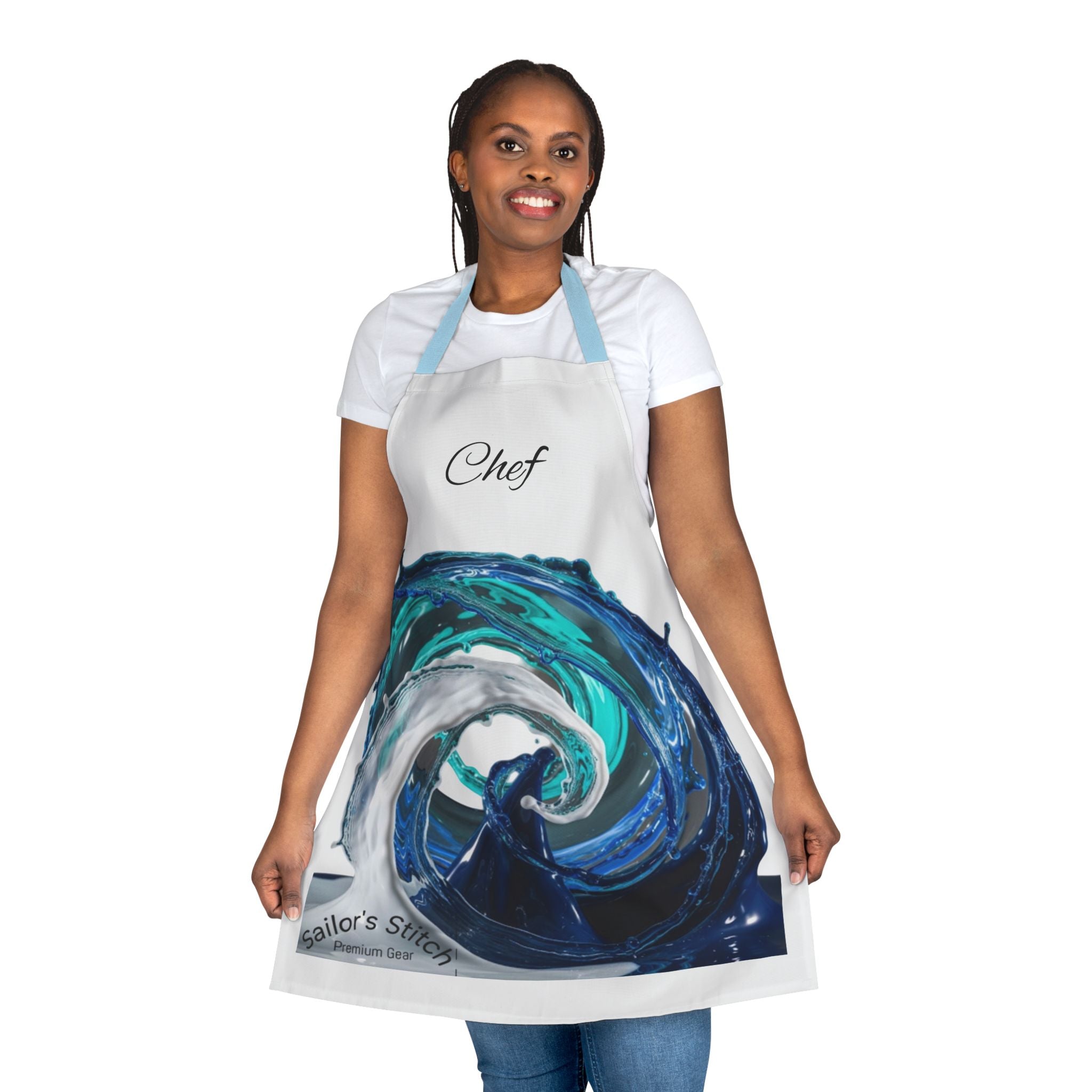 Wave Design Chefs Apron Boat Galley Kitchen Cooking Apron - Nautical Boat Chef Apron, Customisable, Adjustable BBQ Apron, Gift for Sailors, Boat galley accessories