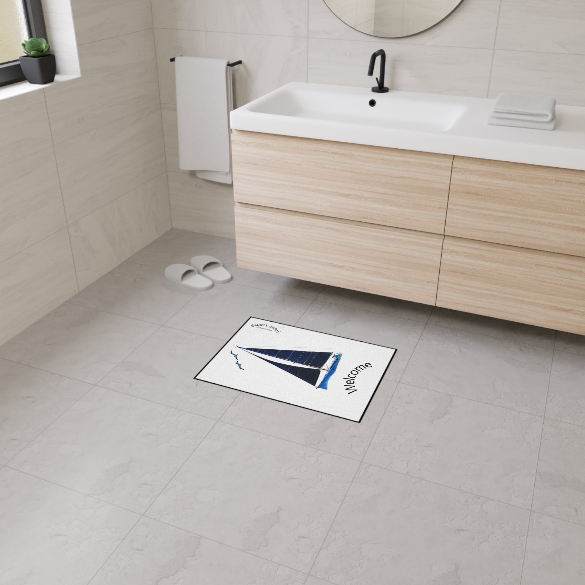 Sailing Yacht Heavy Duty Floor Mat | Customisable & Durable Non-Slip Welcome Mat, Indoor/Outdoor Rug, Gift for Sea Lovers, Nautical Accessories