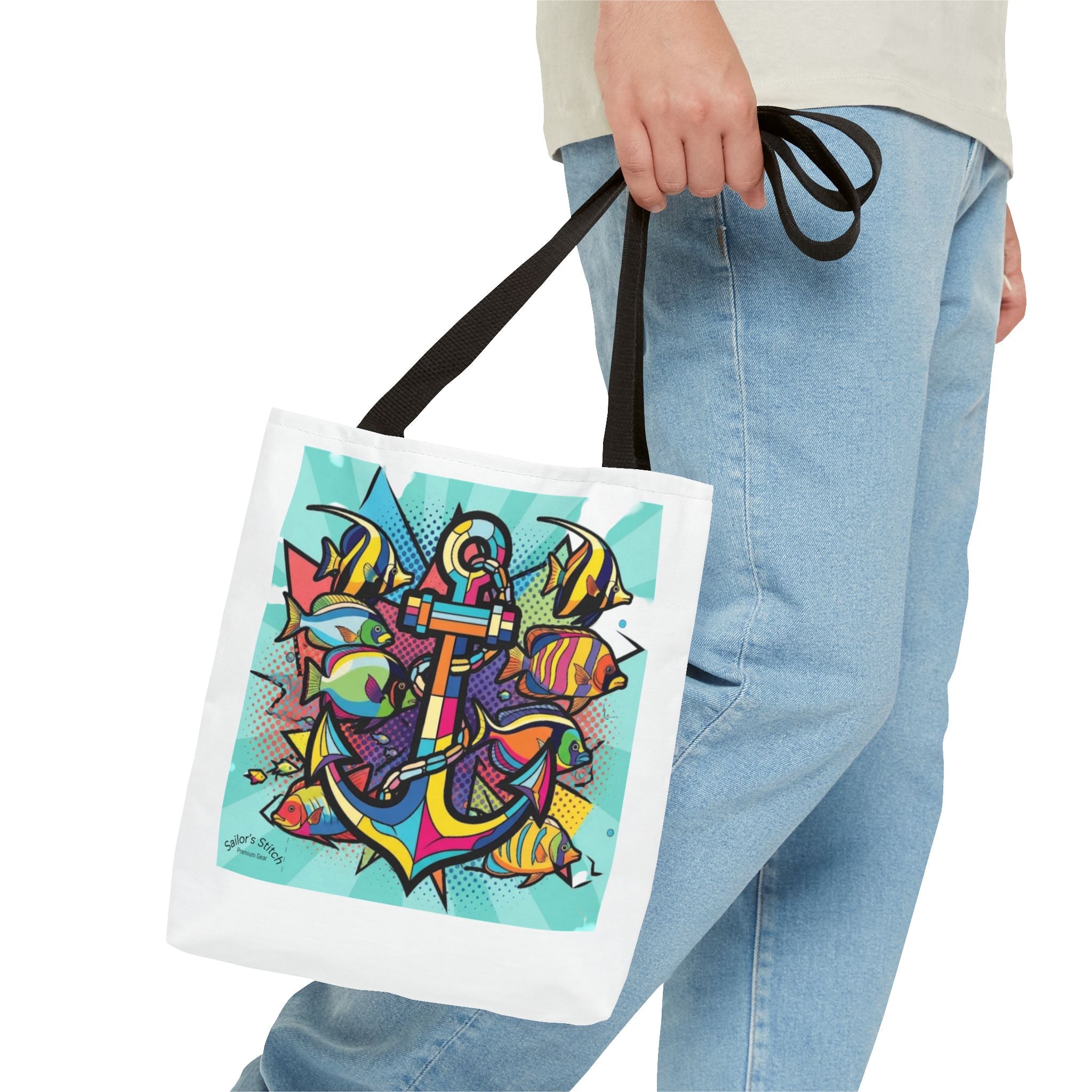 Vibrant Pop Art Anchor Tote Sack Bag, Beach Bag, Summer Accessory, Nautical Gift, Reusable Shopping Tote, Art Print Handbag, Nautical accessories, Sailor’s sack bag,