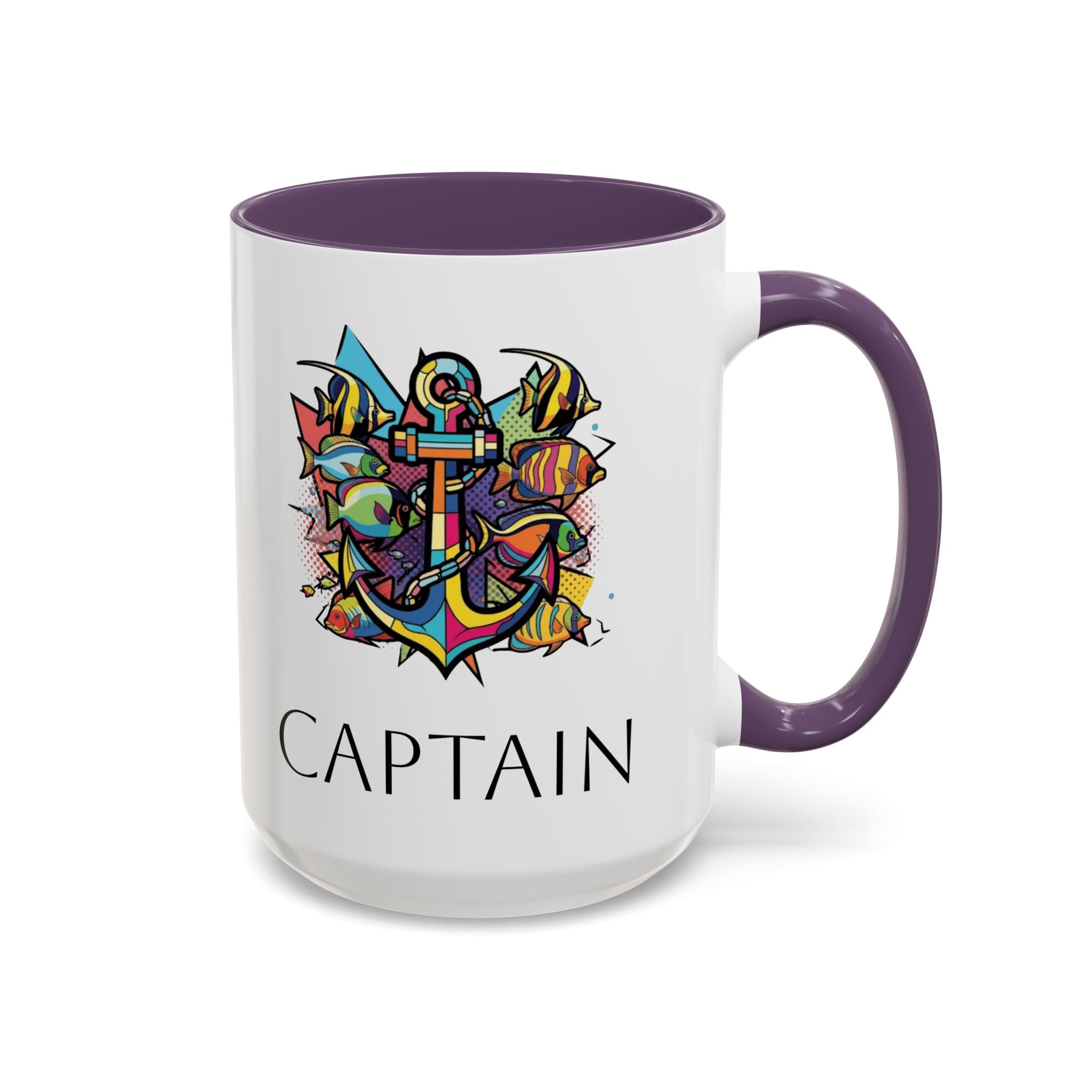 Sailors Pop Art Anchor Captain Mug, Nautical Coffee Cup, Sea Lover Gift, Ship Captain Tea Mug, Coastal Decor Galley Accessories