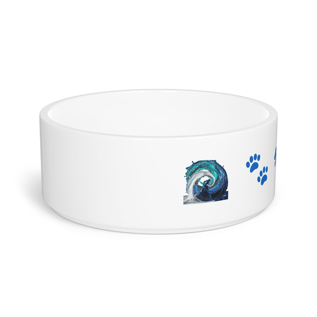 Nautical Sailors Stitch Pet Bowl - Sailboat Design, Personalized Dog Dish, Cat Bowl, Pet Accessories, Housewarming Gift