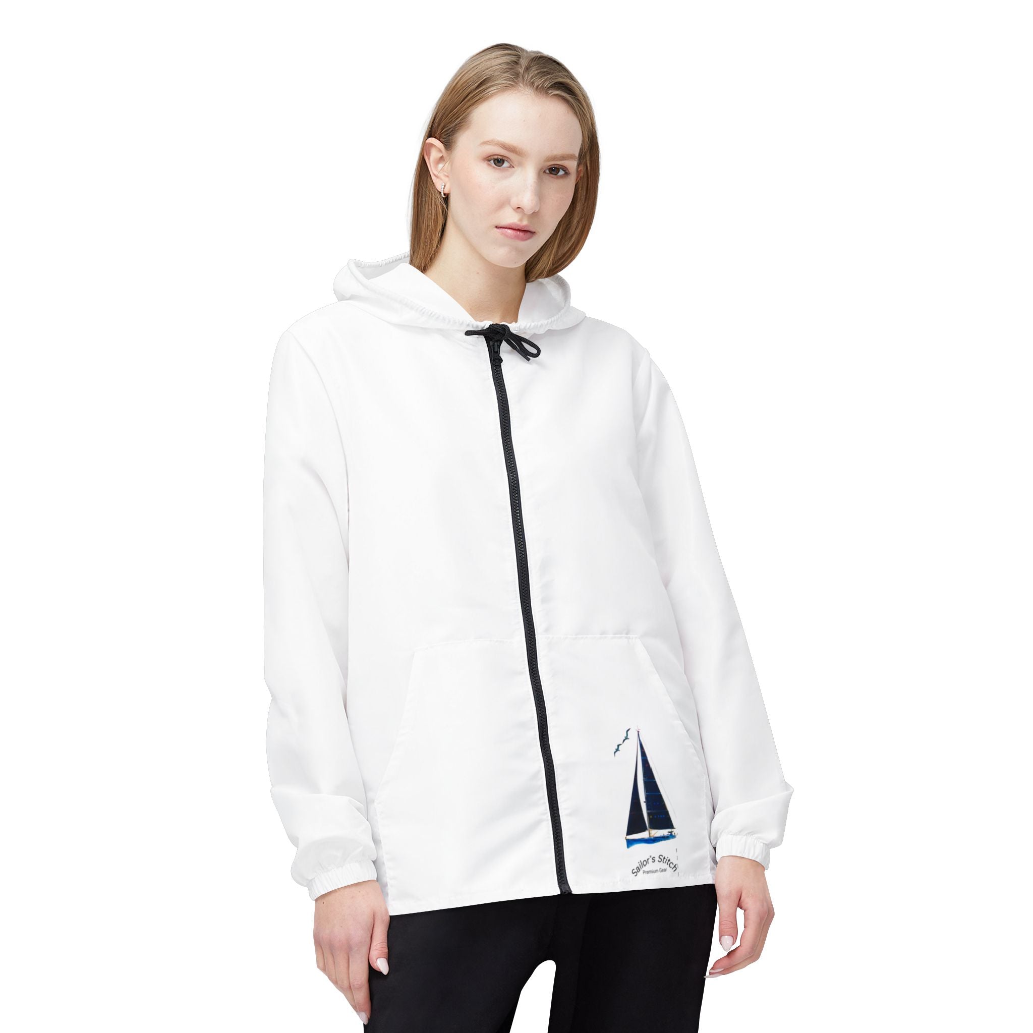 Jacket. Sailors Stitch White Windbreaker, Customisable Name, Nautical Outerwear, Lightweight Coat, Sailboat Apparel, Boating Gear