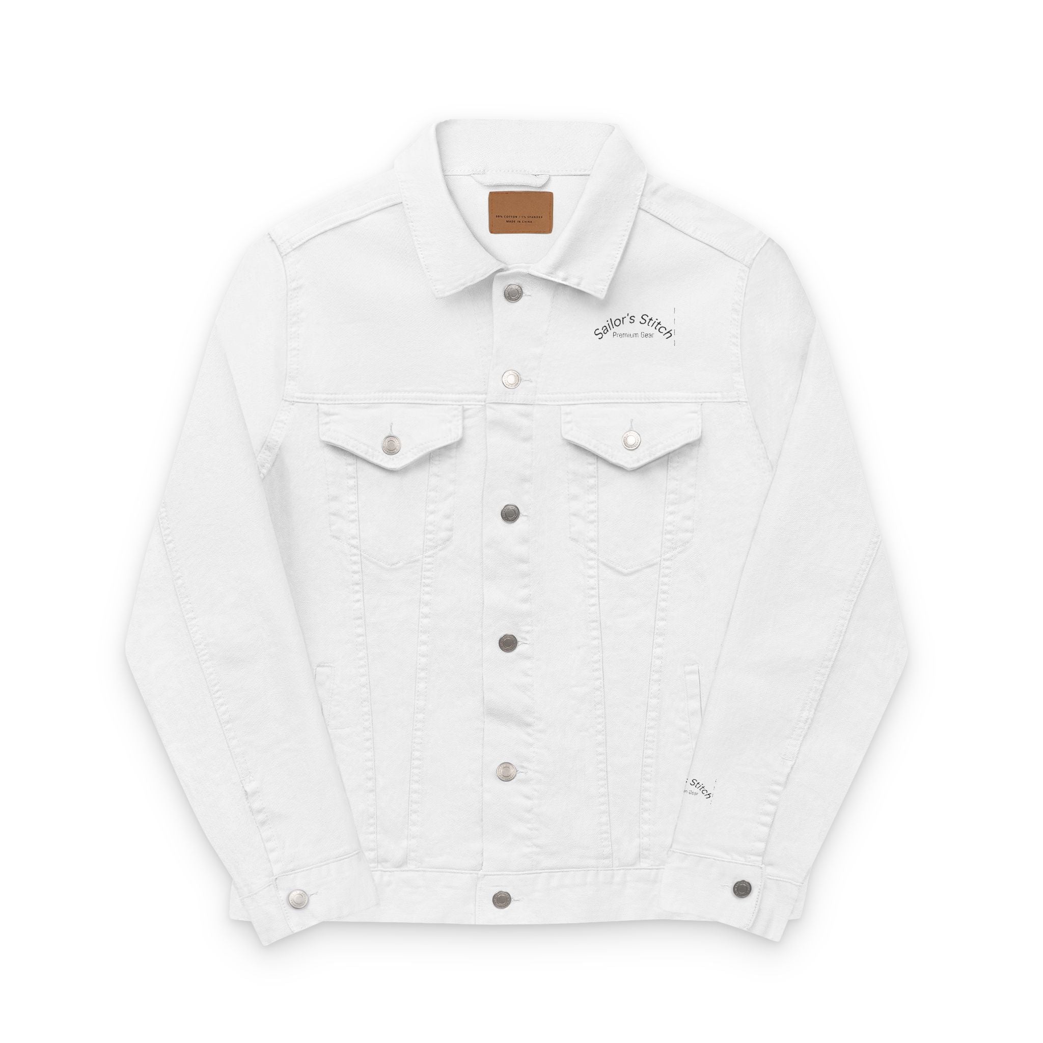 Denim Sailor Wave Unisex Embroidered Denim Jacket, Casual Outerwear, Summer Layering, Perfect for Festivals, Unique Gift Idea, Everyday Wear