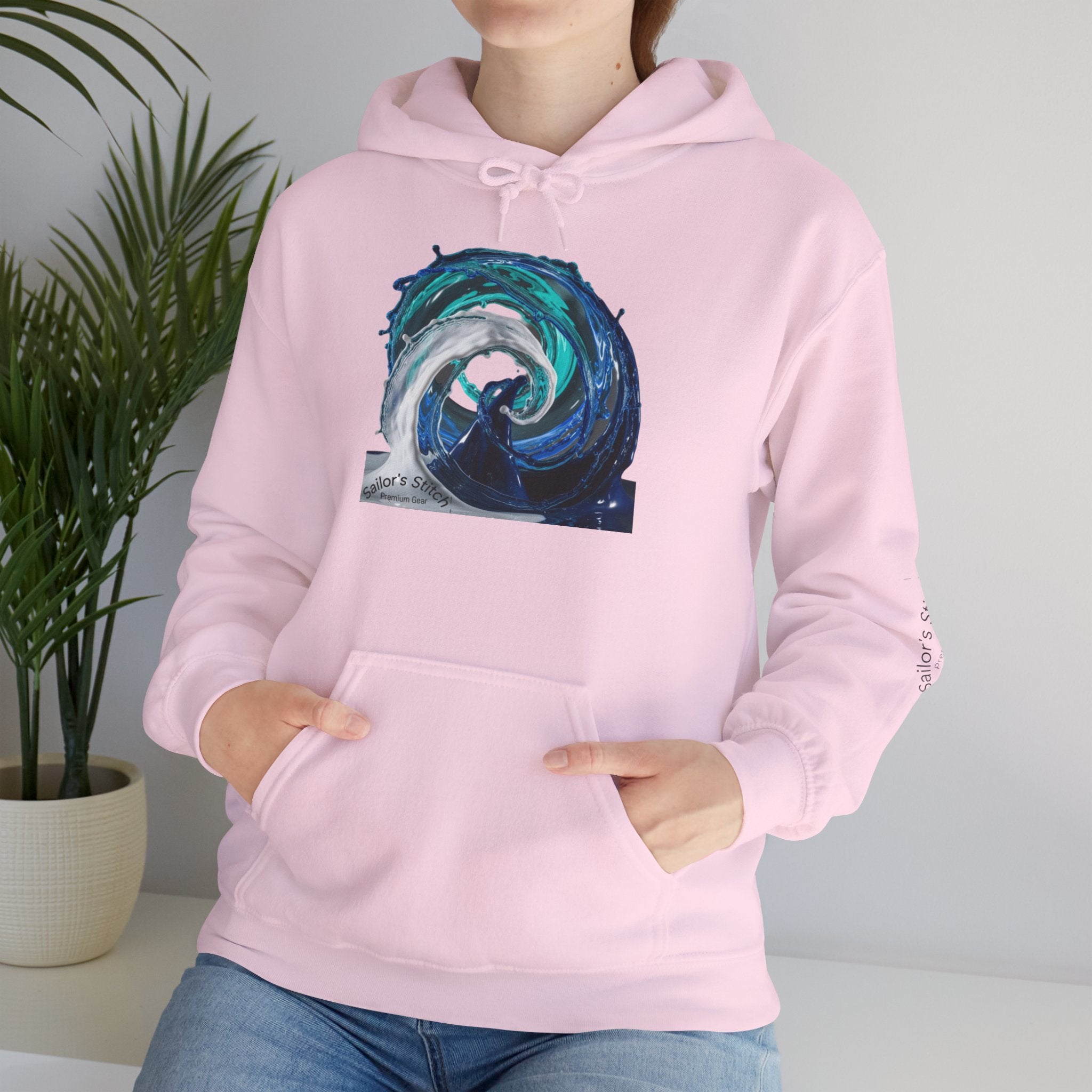 Wave Design Sailor’s Stitch Unisex Hoodie / Sweatshirt, Custom name option, Boat wear, Nautical apparel