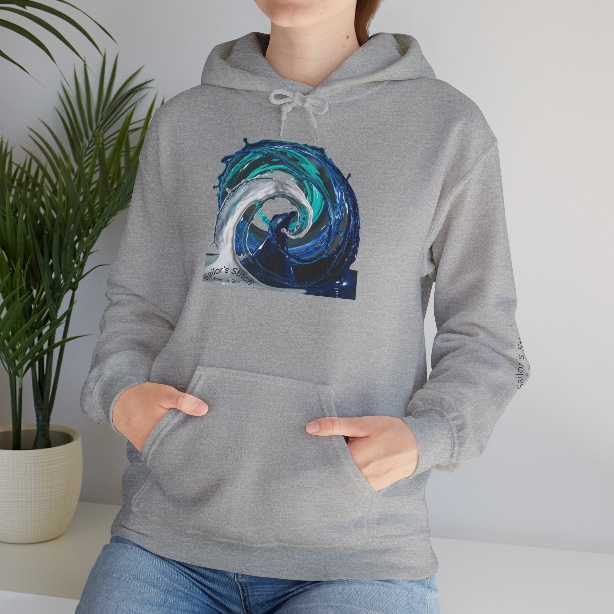 Wave Design Sailor’s Stitch Unisex Hoodie / Sweatshirt, Custom name option, Boat wear, Nautical apparel
