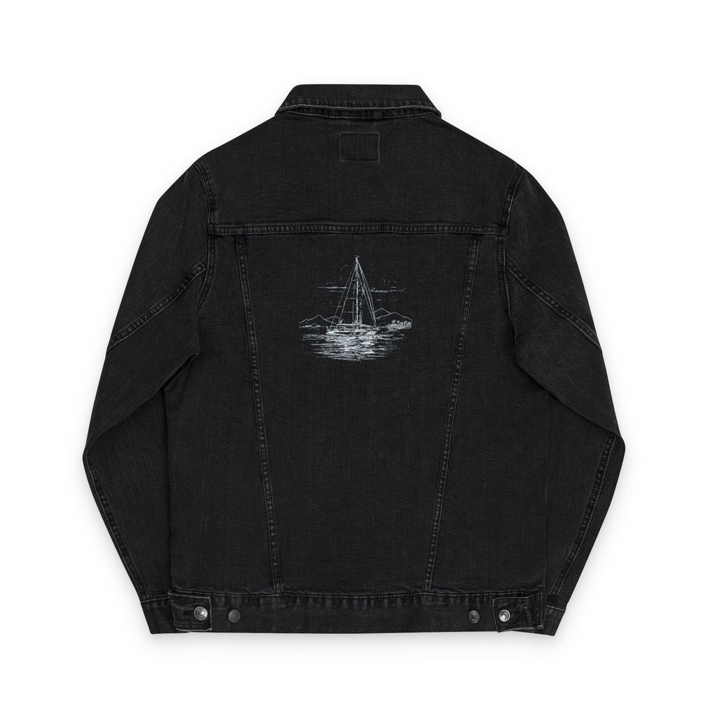 Sailors Yacht Unisex Embroidered Denim Jacket, Casual Outerwear, Summer Layering, Perfect for Festivals, Unique Gift Idea, Nautical apparel
