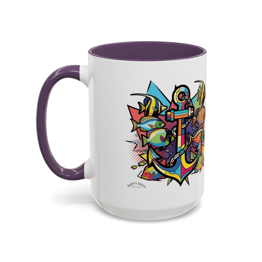 Pop Art Anchor Sailing Mug, Nautical Coffee Cup, Ocean Lover Gift, Sailboat Tea Mug, Maritime Kitchen Decor, Sailor Mugs, Beach Theme Cup, Galley accessories