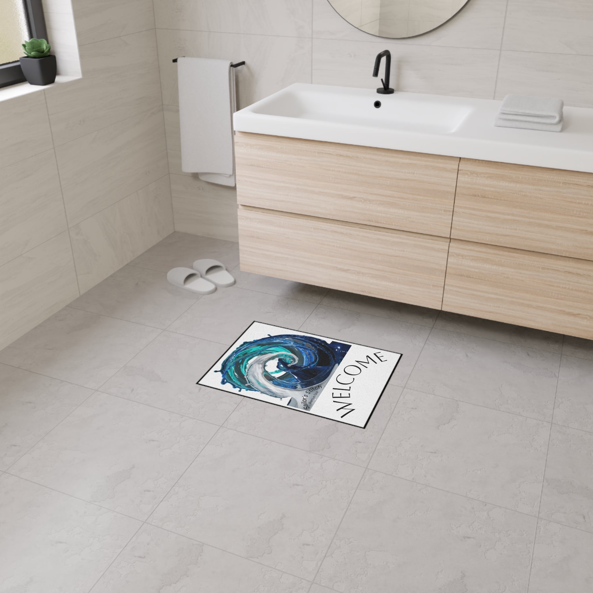 Sailing Wave Heavy Duty Floor Mat | Customisable & Durable Non-Slip Welcome Mat, Indoor/Outdoor Rug, Gift for Sea Lovers, Nautical accessories